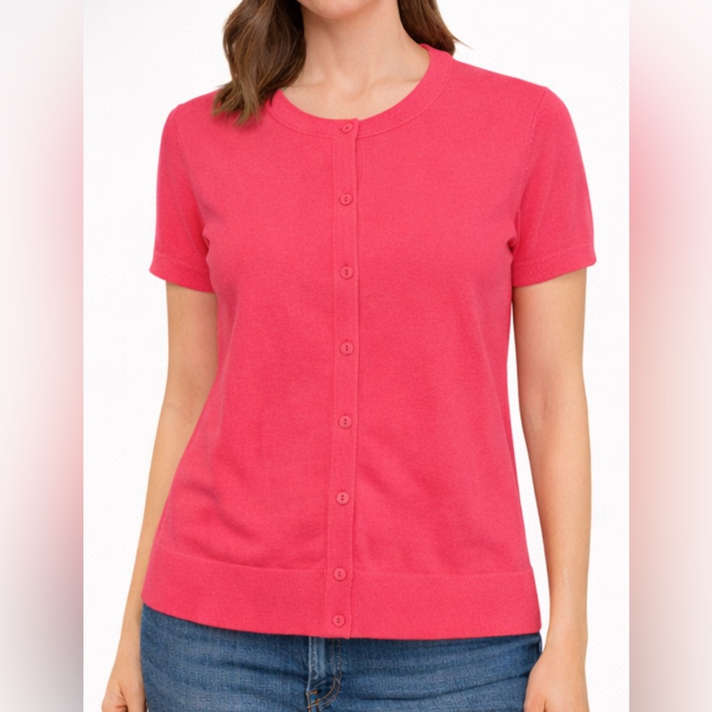LOFT Bright Pink Button-Up Cardigan
